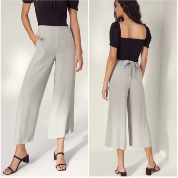 Aritzia Pants - Aritzia Wilfred Faun Cropped Wide Leg Pant Pale Light Gray Size XS